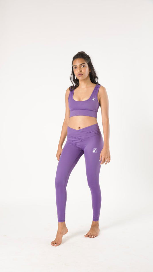 Mauve Mid-rise Crossover Leggings