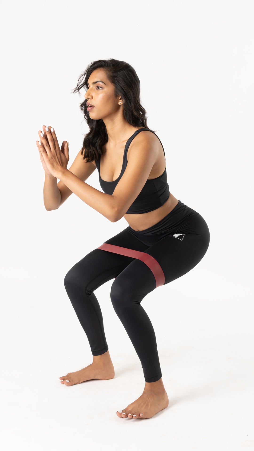 Black Mid-rise Leggings With Crossover Waist