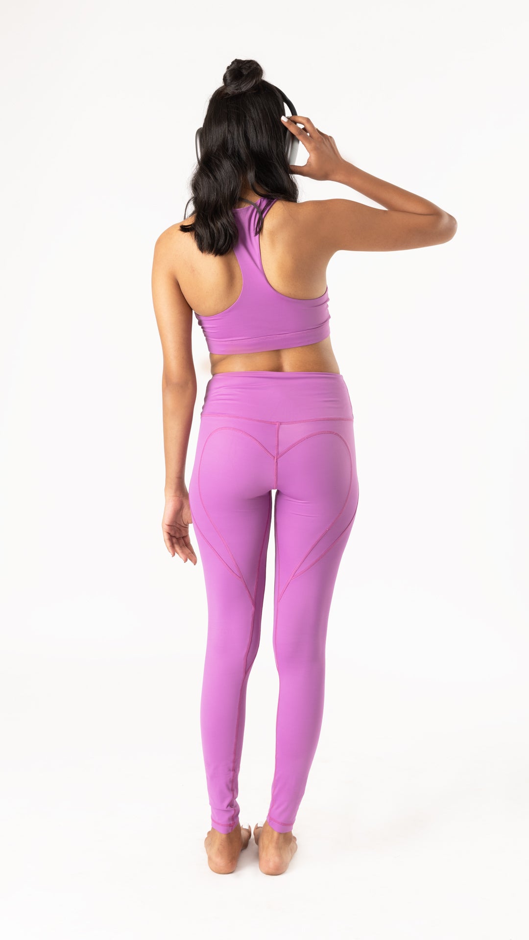 Periwinkle High-rise Leggings With Heart Stitch Detailing