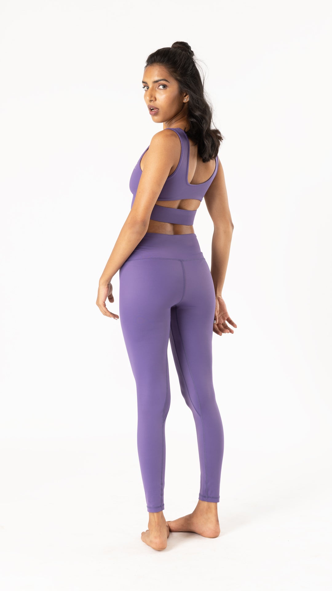 Mauve Mid-rise Crossover Leggings
