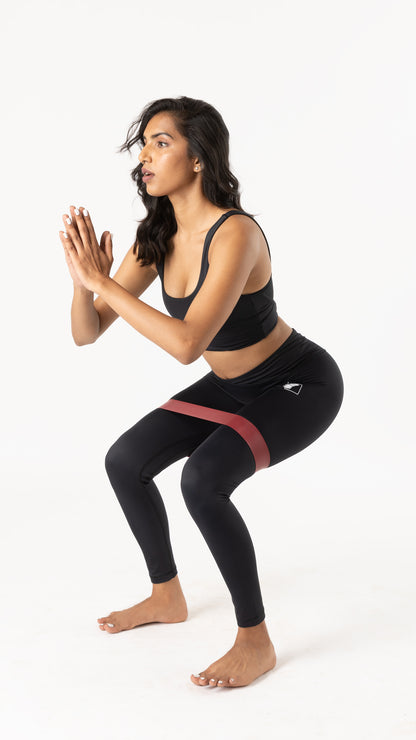 Black Mid-rise Leggings With Crossover Waist